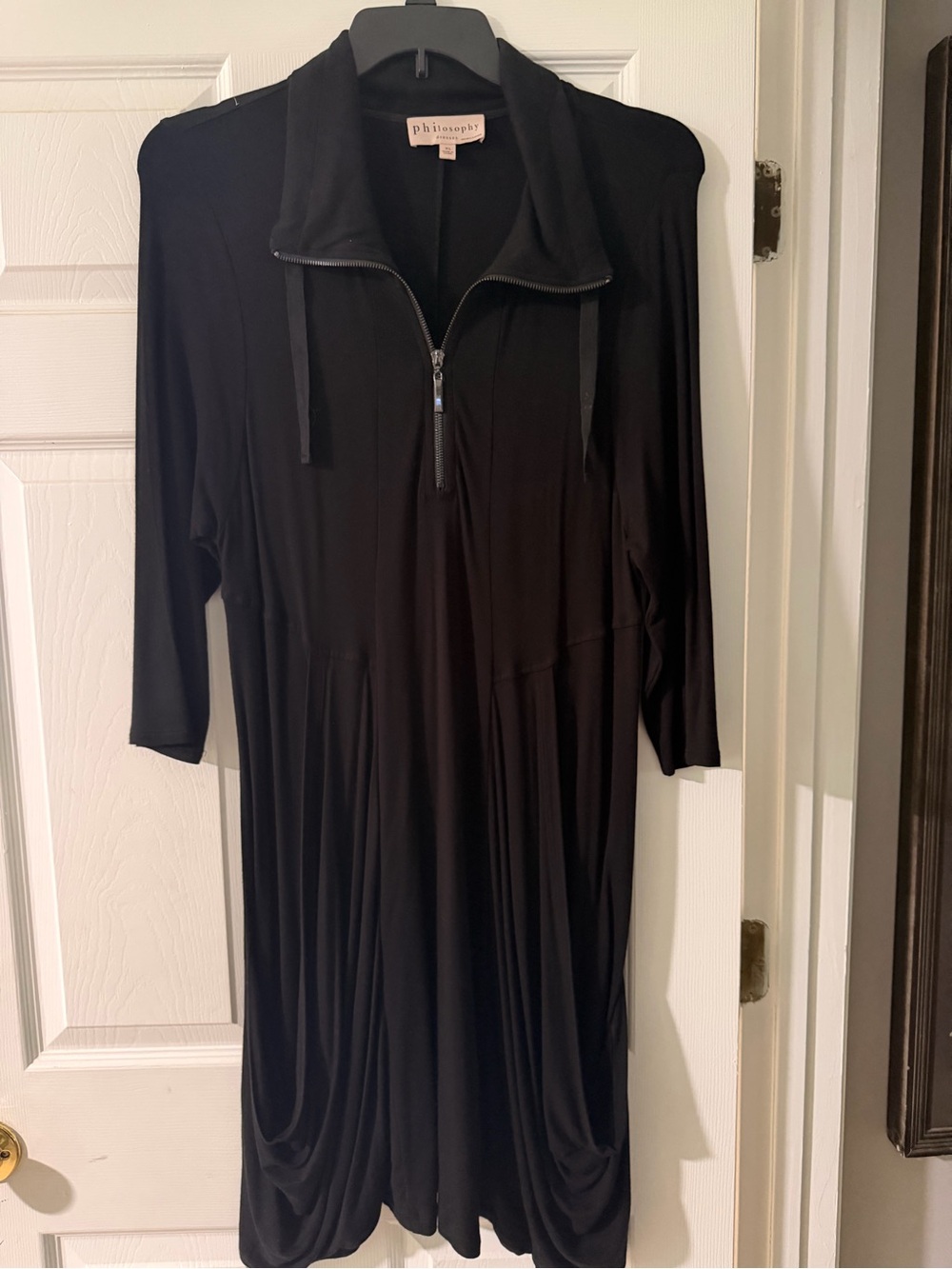 Philosophy Black Long-Sleeve Zip-Front Dress